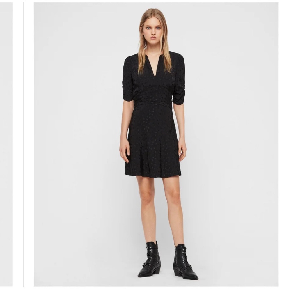 ALLSAINTS Avery Floral Dress in Black Size 0